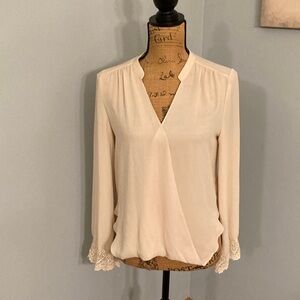 Jealous Tomato Ivory Wrap Blouse with Lace Cuffs